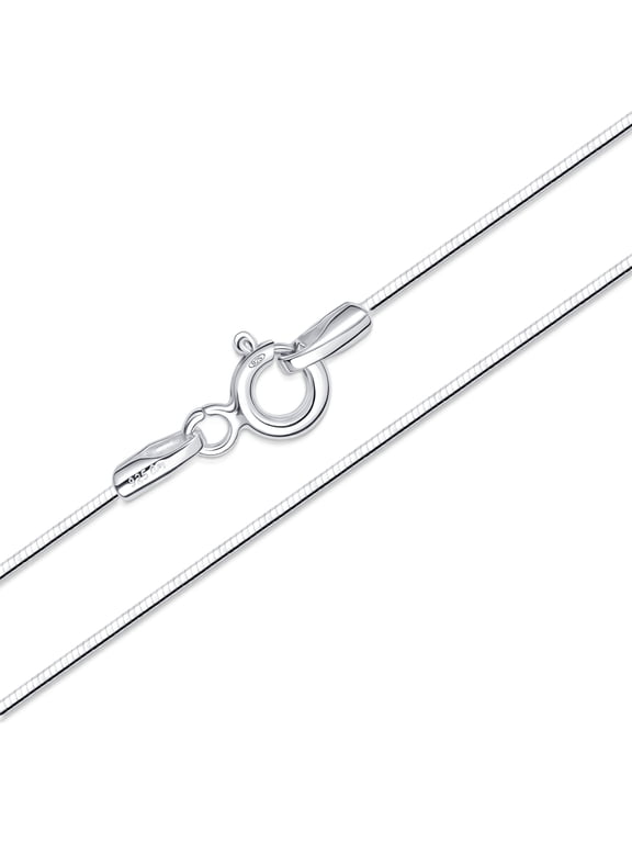 Solid 925 Sterling Silver Chain for Women Men | Super Thin Dainty & Sturdy Box Curb Singapore Beaded Snake Paperclip Necklace Delicate 16/18/20/22/24 inch: 18 inch Snake Chain Necklace