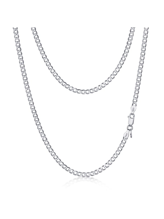 Solid 925 Sterling Silver Chunky Necklace for Women, Italian Cuban Chain Miami Link Statement Thick Curb Gift: 2.8 mm Silver Necklaces for Women 18 inch