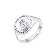Amberta Solid 925 Sterling Silver Signet Ring for Men with Saint Christopher | Pinky Ring Men | &nbsp;Mens&nbsp;Signet Ring | Religious Signet Ring Silver Signet Ring Size 11.5