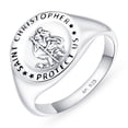 thumbnail image 1 of Amberta Solid 925 Sterling Silver Signet Ring for Men with Saint Christopher | Pinky Ring Men | &nbsp;Mens&nbsp;Signet Ring | Religious Signet Ring: Silver Signet Ring Size 9, 1 of 6