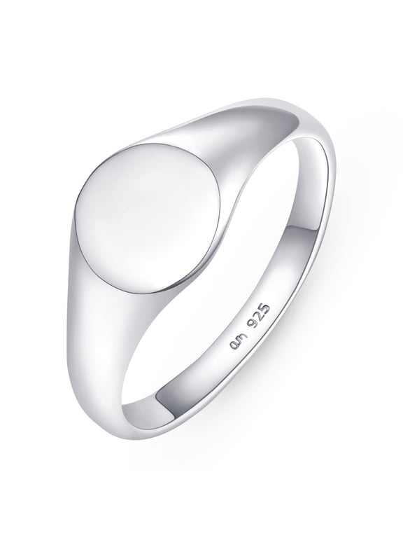 Solid 925 Sterling Silver Signet Ring for Women | Pinky Ring for Women | Silver Stackable Rings | Silver Ring for Women: Size I Plain Ring