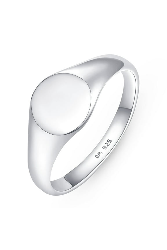 Solid 925 Sterling Silver Signet Ring for Women | Pinky Ring for Women | Silver Stackable Rings | Silver Ring for Women: Size N Plain Ring