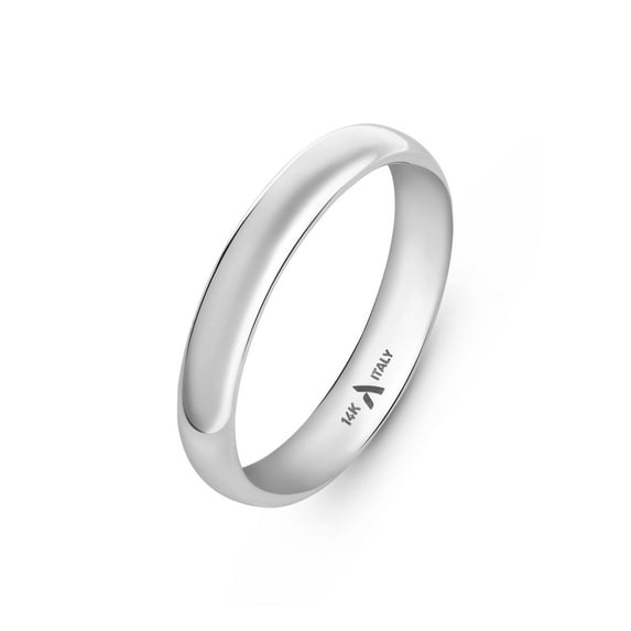 Amberta Solid Italian 14K Gold Wedding Bands for Women Men | Real 14K Gold Wedding Rings His and Hers | Polished Premium Yellow White Rings for Him and Her: 3.5 mm White Gold Ring Size 12.5