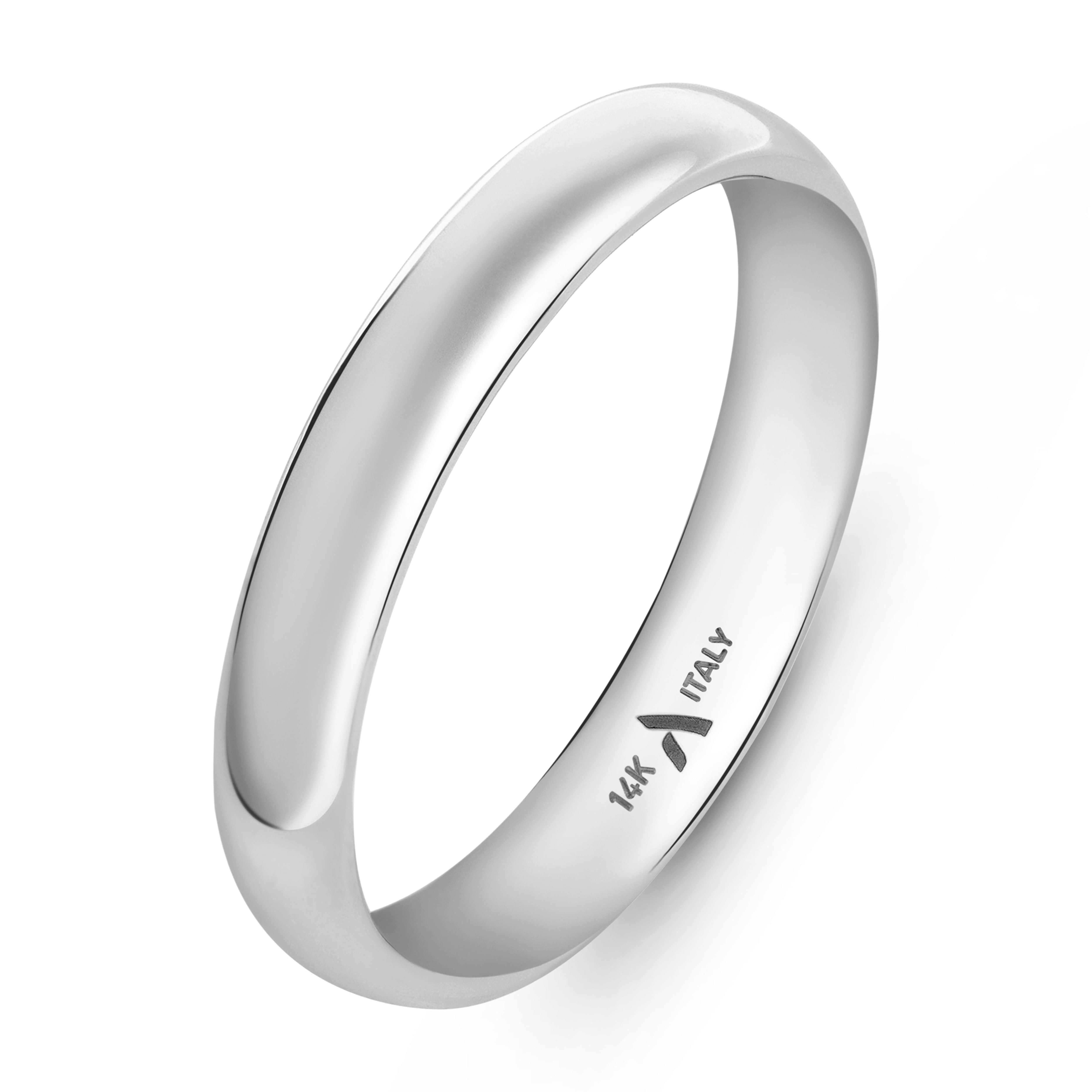Amberta Solid Italian 14K Gold Wedding Bands for Women Men | Real 14K Gold Wedding Rings His and Hers | Polished Premium Yellow White Rings for Him and Her: 3.5 mm White Gold Ring Size 6.25