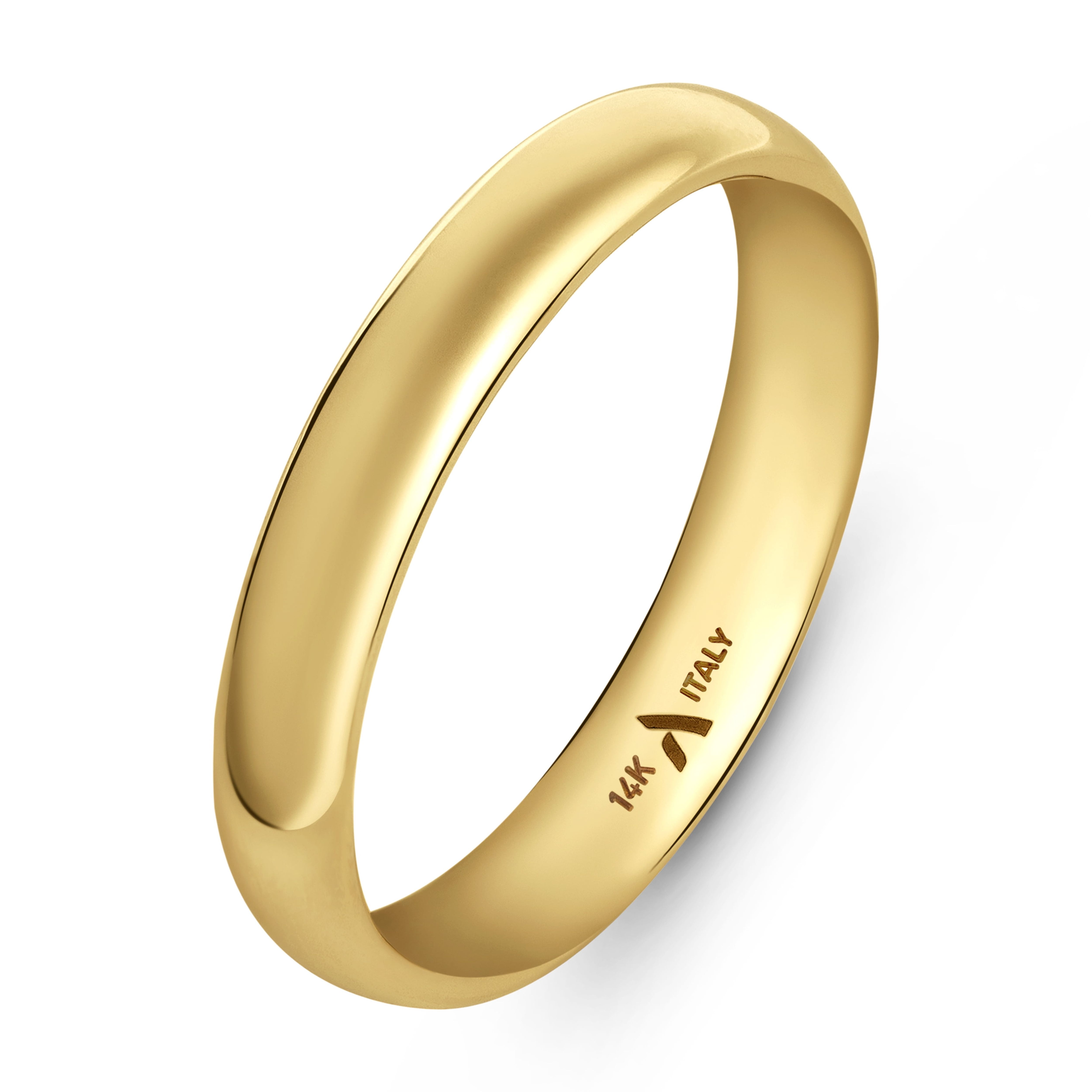 Amberta Solid Italian 14K Gold Wedding Bands for Women Men | Real 14K Gold Wedding Rings His and Hers | Polished Premium Yellow White Rings for Him and Her: 3.5 mm Yellow Gold Ring Size 12