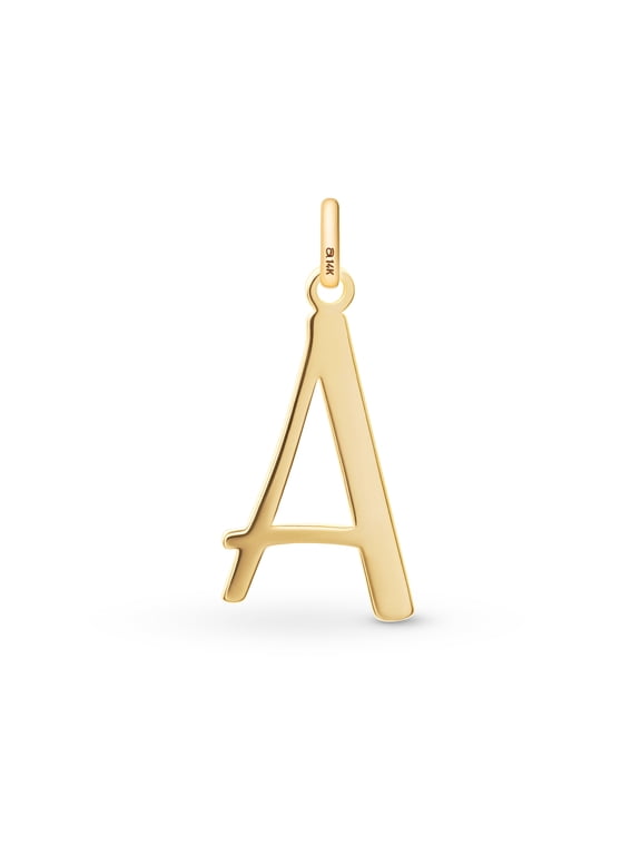 Solid 14K Gold Initial Pendant for Women | 14ct Real Gold Letter Pendant Only without Chain: Letter A