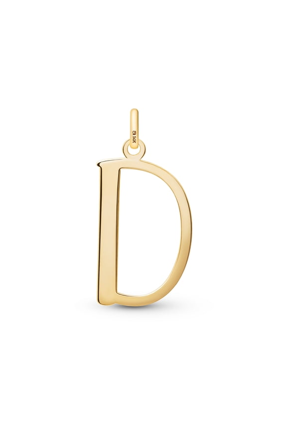 Solid Italian 14ct Gold Initial Pendant for Women | 14ct Real Gold Letter Pendant Only without Chain: Letter D