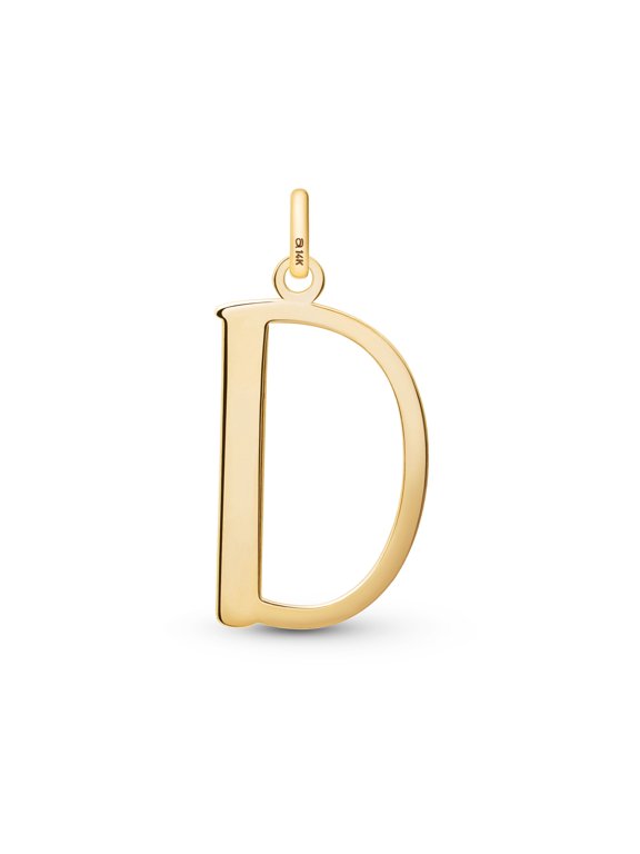 Solid 14K Gold Initial Pendant for Women | 14ct Real Gold Letter Pendant Only without Chain: Letter D