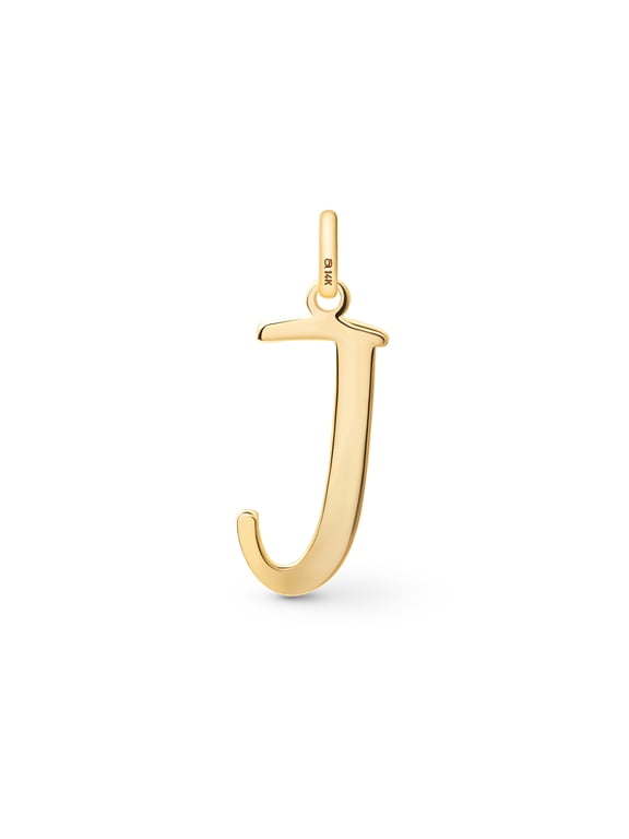 Solid 14ct Gold Initial Pendant for Women | 14ct Real Gold Letter Pendant Only without Chain: Letter J