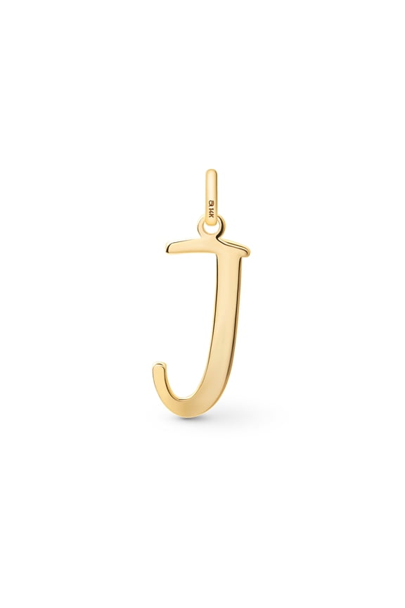 Solid 14ct Gold Initial Pendant for Women | 14ct Real Gold Letter Pendant Only without Chain: Letter J