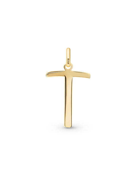 Solid 14K Gold Initial Pendant for Women | 14ct Real Gold Letter Pendant Only without Chain: Letter T