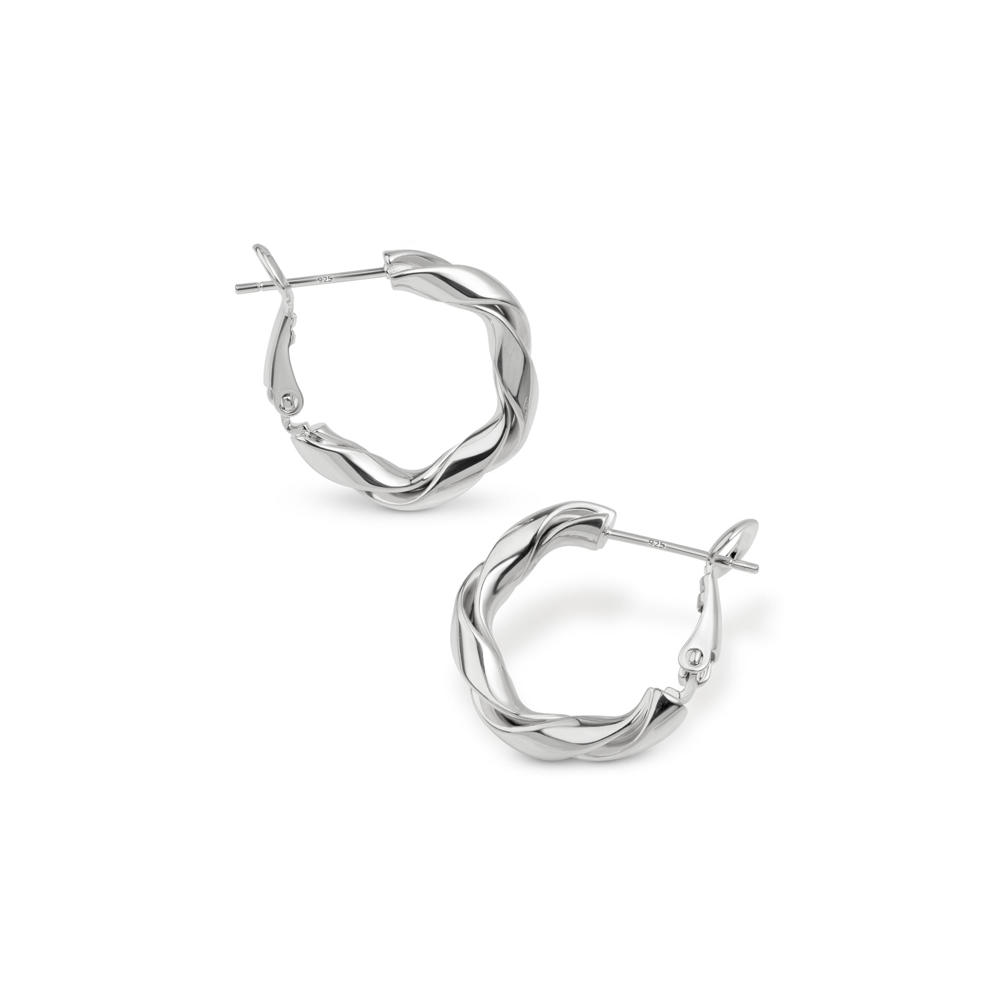 Silver Or Gold Plated Chunky Twisted Hoop Earrings, 20mm, Hypoallergenic 925 Sterling Silver Post