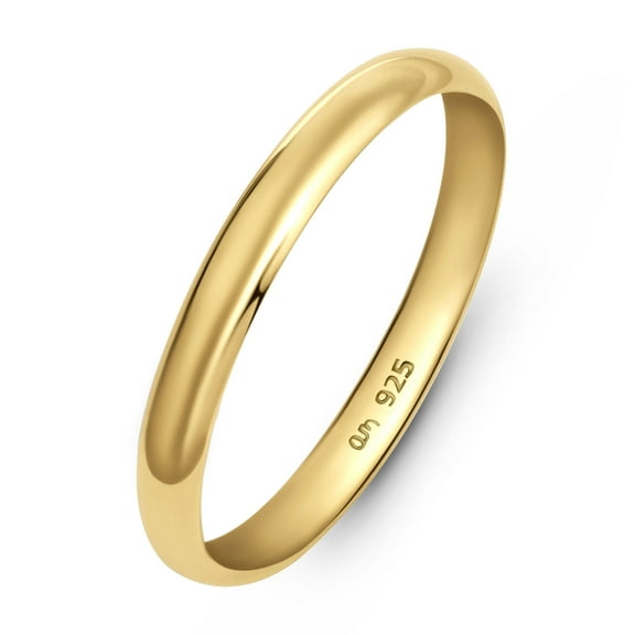 Amberta Wedding Ring for Women in Gold Plated 925 Sterling Silver | Mens&nbsp;Wedding&nbsp;Ring | Gold&nbsp;Wedding Rings | Gold Wedding Band: 2.5 mm Wedding Rings For Women Ring Size 4.25