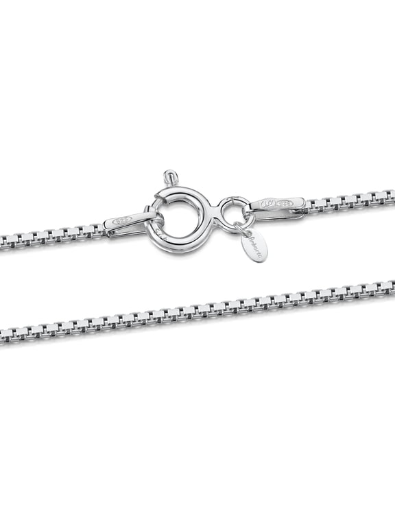 Women 925 Sterling Silver 0.8 mm Venice Box Chain Necklace: 45 cm / 18 inch