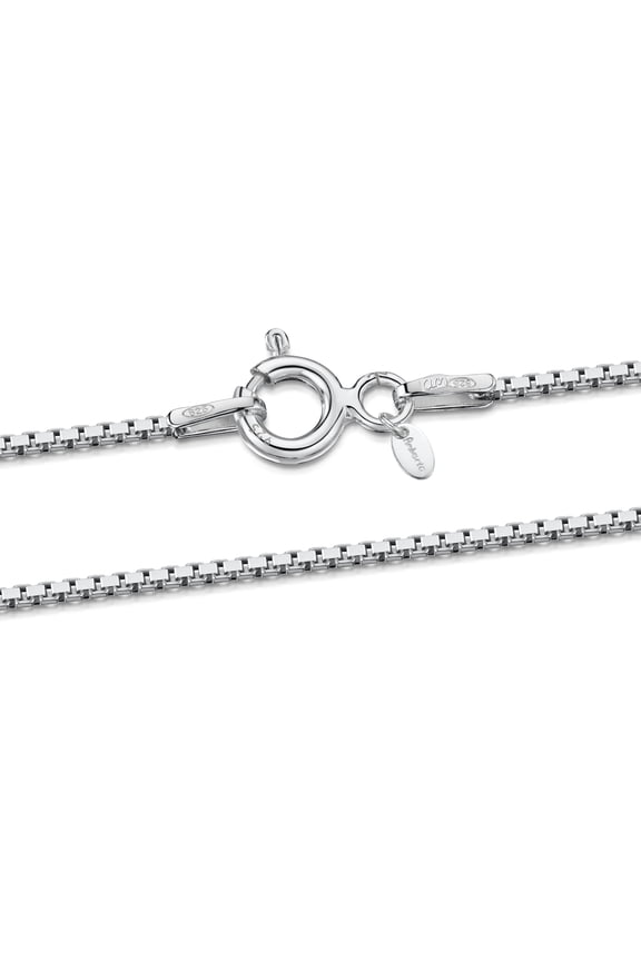Women 925 Sterling Silver 0.8 mm Venice Box Chain Necklace: 45 cm / 18 inch