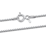 Women 925 Sterling Silver 0.8 mm Venice Box Chain Necklace: 55 cm / 22 inch
