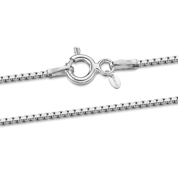 Amberta Women 925 Sterling Silver 0.8 mm Venice Box Chain Necklace: 55 cm / 22 inch