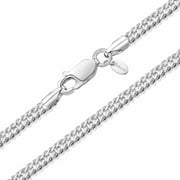 Women 925 Sterling Silver 2 mm Rhombus Curb Chain Necklace: 2.3 mm Silver Chain Necklace 16 inch/40 cm