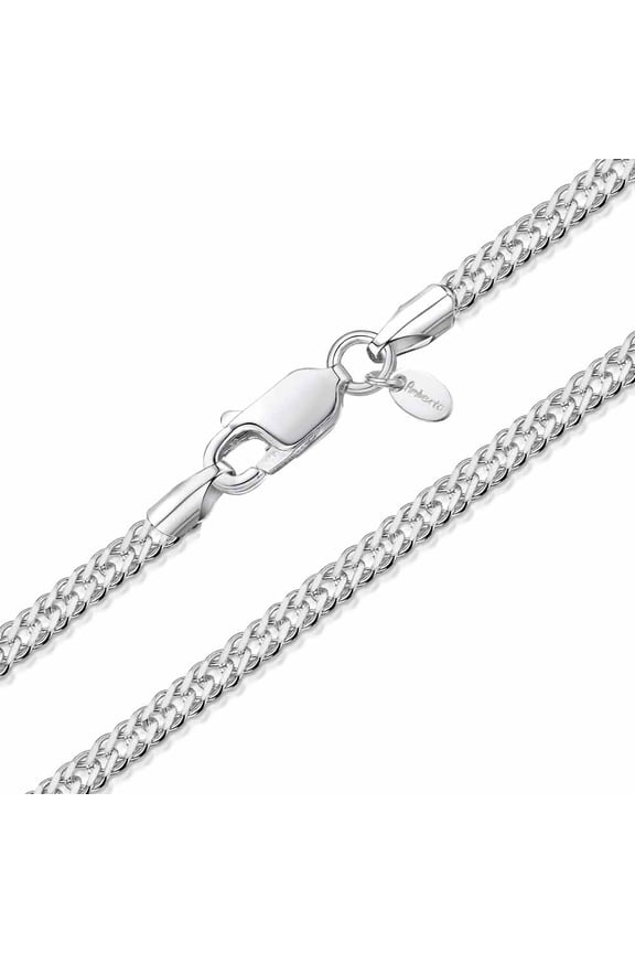 Women 925 Sterling Silver 2 mm Rhombus Curb Chain Necklace: 2.3 mm Silver Chain Necklace 18 inch/45 cm