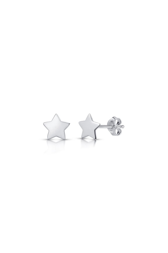 Women 925 Sterling Silver Celestial Stud Earrings: Flat Star Stud Earrings