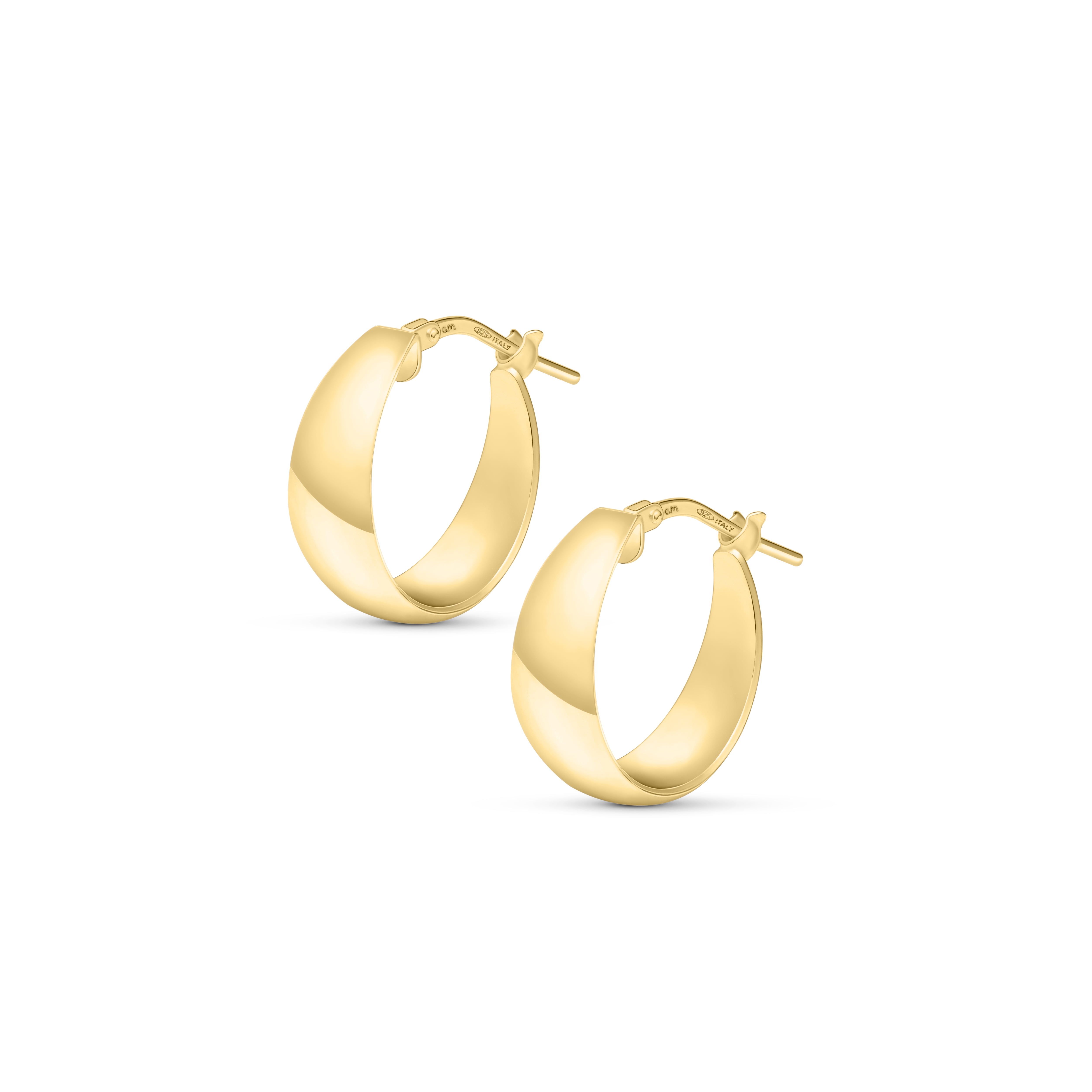 Amberta Women 925 Sterling Silver Chunky Hoop Earrings: Thick Gold Hoops 15 mm