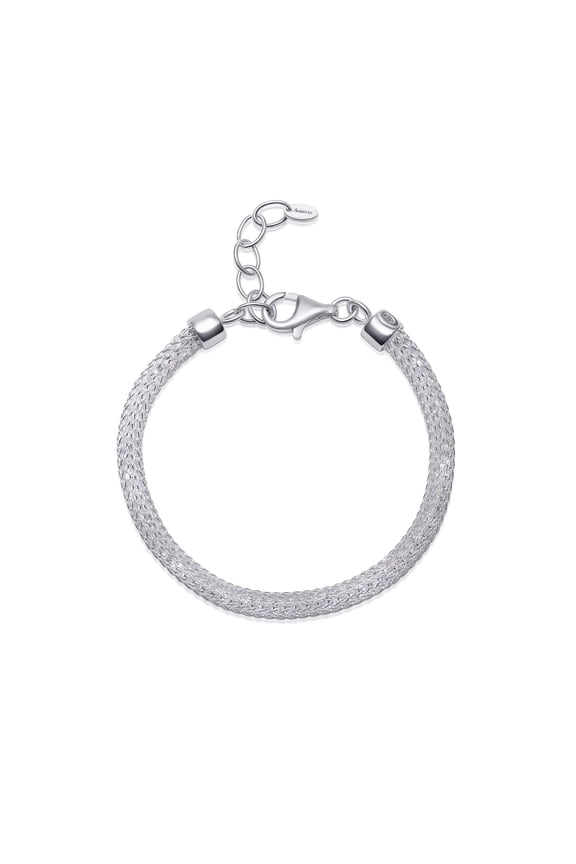 Women 925 Sterling Silver Simulated Diamond Bracelet: Crystal Statement Bracelet with CZ