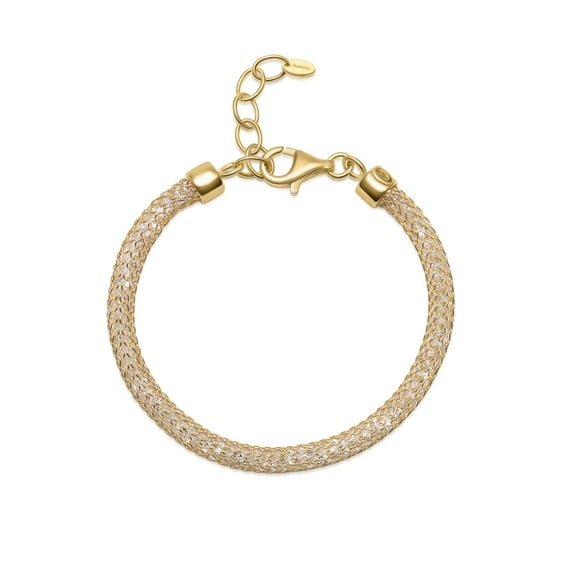 Amberta Women 925 Sterling Silver Simulated Diamond Bracelet: Gold Plated Crystal Statement Bracelet with CZ