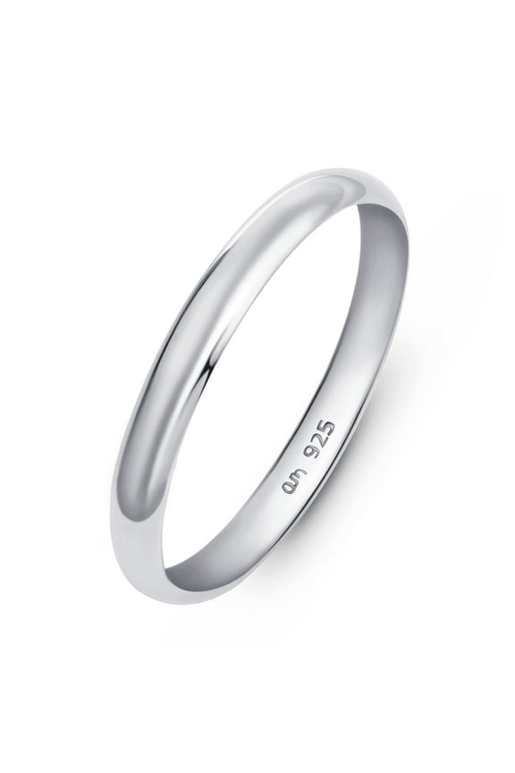 Women 925 Sterling Silver Wedding Band Ring: 2.5 mm Sterling Silver Wedding Ring for Women – Size 12