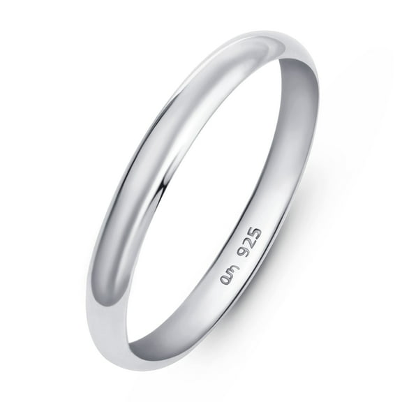 Amberta Women 925 Sterling Silver Wedding Band Ring: 2.5 mm Sterling Silver Wedding Ring for Women – Size 4.25