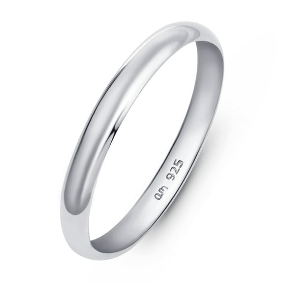 Amberta Women 925 Sterling Silver Wedding Band Ring: 2.5 mm Sterling Silver Wedding Ring for Women – Size 5.25
