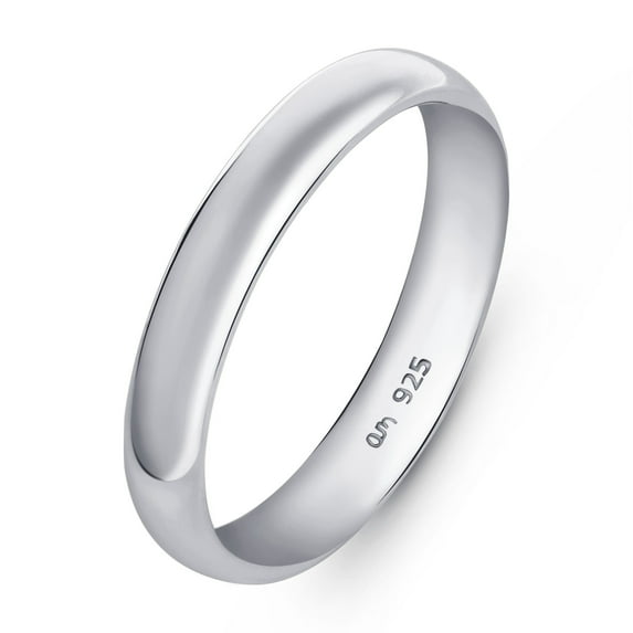 Amberta Women 925 Sterling Silver Wedding Band Ring: 3.5 mm Sterling Silver Wedding Ring for Women – Size 12.5