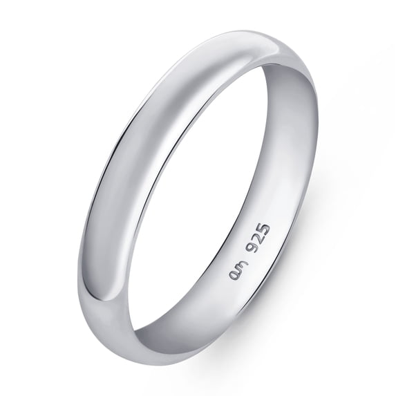 Amberta Women 925 Sterling Silver Wedding Band Ring: 3.5 mm Sterling Silver Wedding Ring for Women – Size 5.75