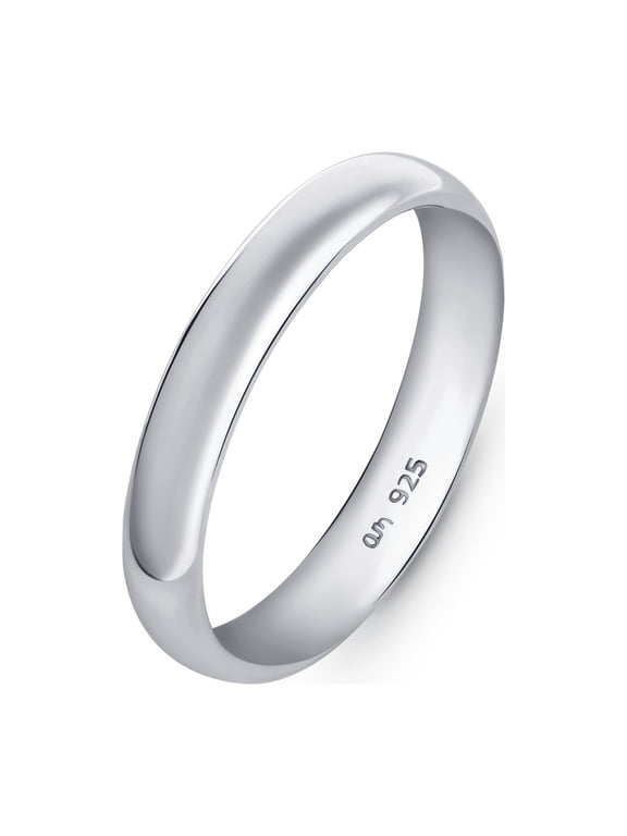 925 Sterling Silver Wedding Band for Women Men, White Gold Rose Plated Ring | 2 3 4 mm Wide Sterling Silver Wedding Ring for Couples: 3.5 mm Silver Band Size 6.25