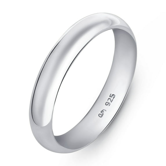Amberta Women 925 Sterling Silver Wedding Band Ring: 4 mm Sterling Silver Wedding Ring for Women – Size 8.5