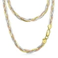 thumbnail image 1 of Amberta Women's 925 Sterling Silver Braided Herringbone Chain Necklace (Length 18 inch): Multicoloured, 1 of 6