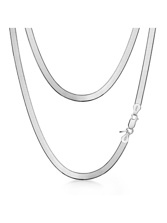 Women's 925 Sterling Silver Flat Snake Chain: 4.5 mm 45 cm/18 inch
