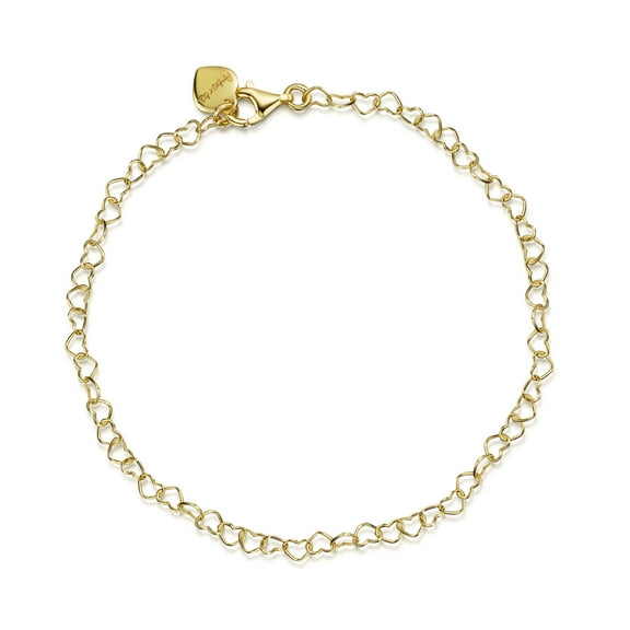 Amberta Women's 925 Sterling Silver Heart Bracelet: Gold Plated