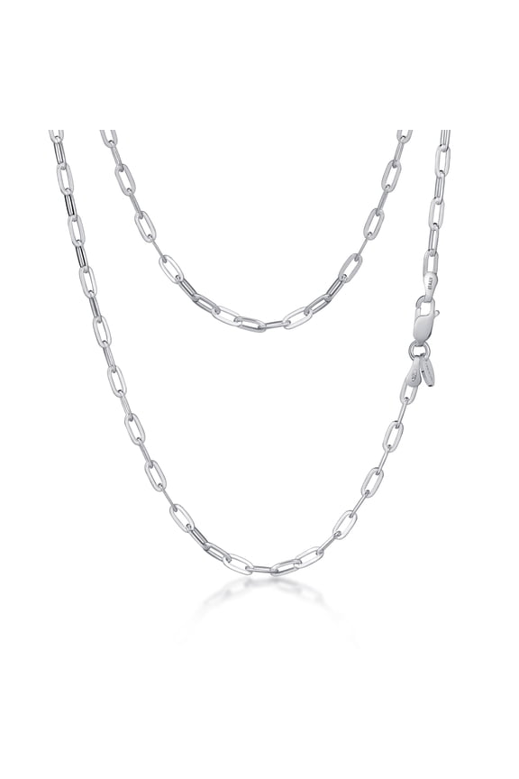 Women's 925 Sterling Silver Paperclip Chain: 3 mm 40 cm/16 inch