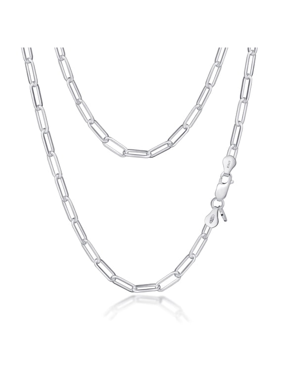 Women's 925 Sterling Silver Paperclip Chain: 4.4 mm 60 cm/24 inch