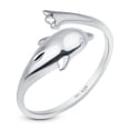 thumbnail image 1 of Amberta Adjustable 925 Sterling Silver Toe Ring for Women | Wave Hearts Flower Dolphin Crown Leaf Boho Foot Jewelry: Dolphin Toe Ring, 1 of 6