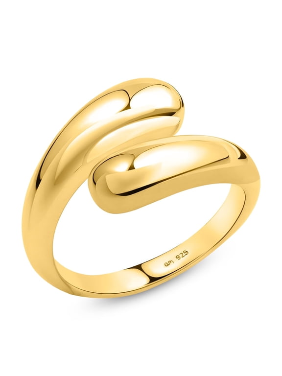  Women 925 Sterling Silver Teardrop Ring – Silver Statement Ring: Gold Plated Ring for Women – Size 7.5