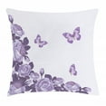 thumbnail image 1 of Ambesonne 18" x 18" Purple Floral, Butterfly Polyester Decorative Pillow Cover, 1 of 2