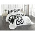 thumbnail image 1 of Ambesonne 18th Birthday Quilted Bedspread Set 3 Pcs, Basketball Words, King Size, Black and White, 1 of 5