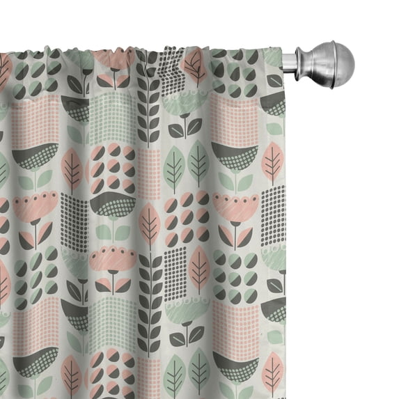 Ambesonne 1970s Window Curtains, Retro Scandinavian Design, Each 28" W x 84" L, Pale Pink Pale Green