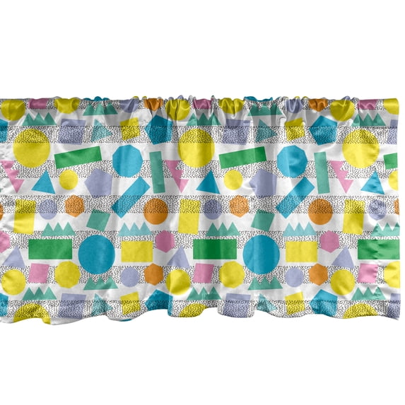 Ambesonne 1990s Valance Pack of 2, Retro Art Movement Pattern, 42"X12", Multicolor