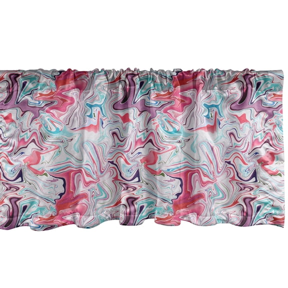 Ambesonne 1990s Window Valance, Abstract Marble Effect Pastel, 42" x 18", Multicolor