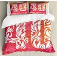 thumbnail image 1 of Ambesonne 40th Birthday Duvet Cover Set, Happy Greeting Floral, 2-Calking, Pink Orange White, 1 of 3