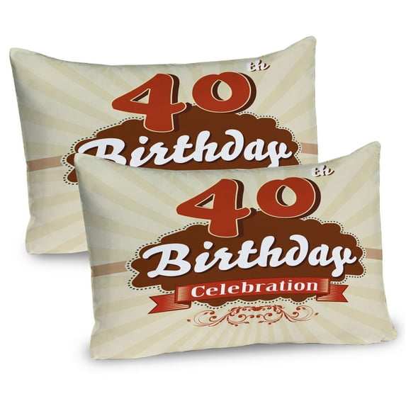 Ambesonne 40th Birthday Pillow Sham 2 Pack, Vintage Retro Dots, 36"x20", Orange Ivory Cinnamon