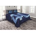 thumbnail image 1 of Ambesonne 40th Birthday Quilted Bedspread Set 3 Pcs, Number 40 Emblem, King Size, Dark Blue and Pale Blue, 1 of 3