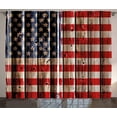 thumbnail image 1 of Ambesonne 4th of July Curtains 2 Panel Set, Rustic Flag Design, 108" x 96", Vermilion Navy Blue, 1 of 3